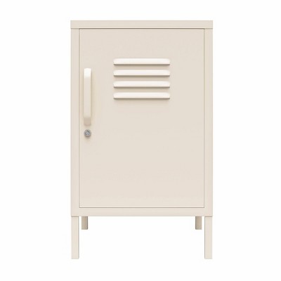 Parchment Metal Locker Style End Table with Storage