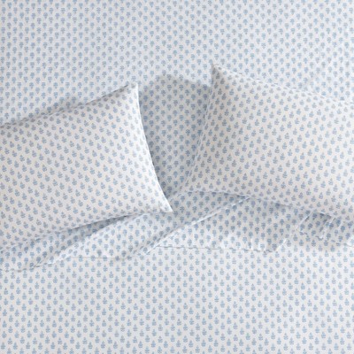 Laura Ashley Blue Cotton Percale Twin Sheet Set
