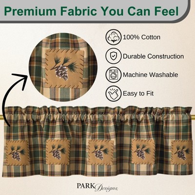 Green and Beige Cotton Plaid Rod Pocket Valance
