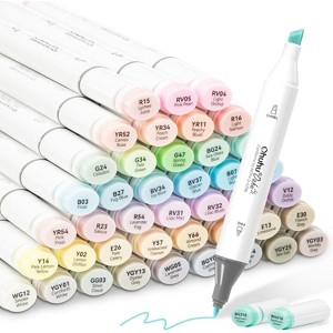 Ohuhu Alcohol Markers 48 Pastel Colors- Double Tipped Art Marker Set - Chisel & Fine Dual Tips - Oahu of Ohuhu Markers - Alcohol-based Refillable Ink - 1 of 4