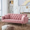 MYINDA Velvet Futon Reclining Sofa Bed with 2 Pillows for Living Room, Convertible 3 Adjustable Sofa Couch with Metal Legs for Small Spaces - 2 of 4