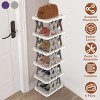 SEVOBAL 6 Tier Small Shoe Organizer Without Assembly Foldable for Entryway Front Door Entrance Bedroom Small Spaces, White, 12.2"*10.63"*3.94" - 3 of 4