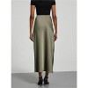 Women's Satin Maxi Skirt - High Waist A-Line Long Skirt for Elegant Office Wear Olive Green - 3 of 4