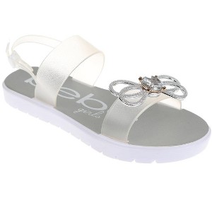 bebe Girl's Flat Sandals with Rhinestone Bow Detail and Fruit Glitter Detail - Sandals for Little Kid/Big Kid - 1 of 4