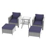 Sonkuki 5 Pieces PE Rattan Furniture Set with Side Table, Patio Chair with Washable Cushion, Ottomans for Balcony, Porch and Yard - 2 of 4
