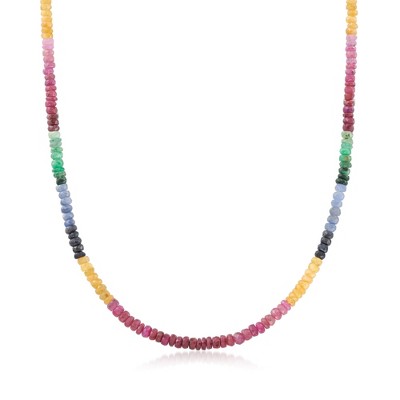 Ross-Simons 80.00 ct. t.w. Multicolored Sapphire Bead Necklace With 14kt Yellow Gold Magnetic Clasp