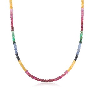 Ross-Simons 80.00 ct. t.w. Multicolored Sapphire Bead Necklace With 14kt Yellow Gold Magnetic Clasp - 1 of 3