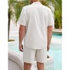 Men 2 Piece Set Short Sleeve Button Down Shirt and Drawstring Short Set Casual Summer Beach Outfit - 4 of 4