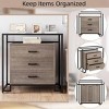 3-Drawer Chest of Drawers with Tempered Glass Top Shelves, Wooden Chest of Drawers with Black Steel Frame, Brown - 3 of 4