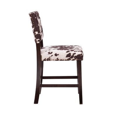 Corey 24" Brown and Ivory Cowhide Counter Stool