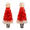 INFURNIC Artificial Trees Set of 2 Lighted Santa Hat Christmas Trees with 300 Branch Tips for Holiday Decor, Red,White, 26"*26"*48" - 2 of 4