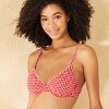 Women's Textured Underwire Bikini Top - Wild Fable™ Red/White Gingham Print - 3 of 4