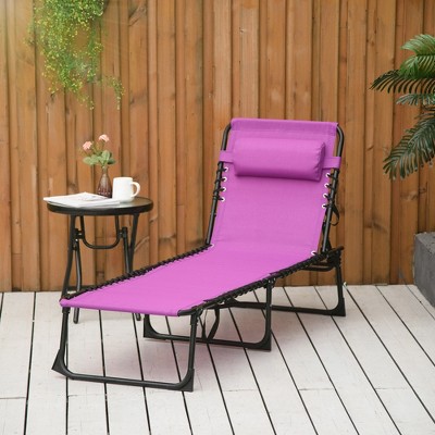 Purple Folding Chaise Lounge Chair with Cushions and Mesh