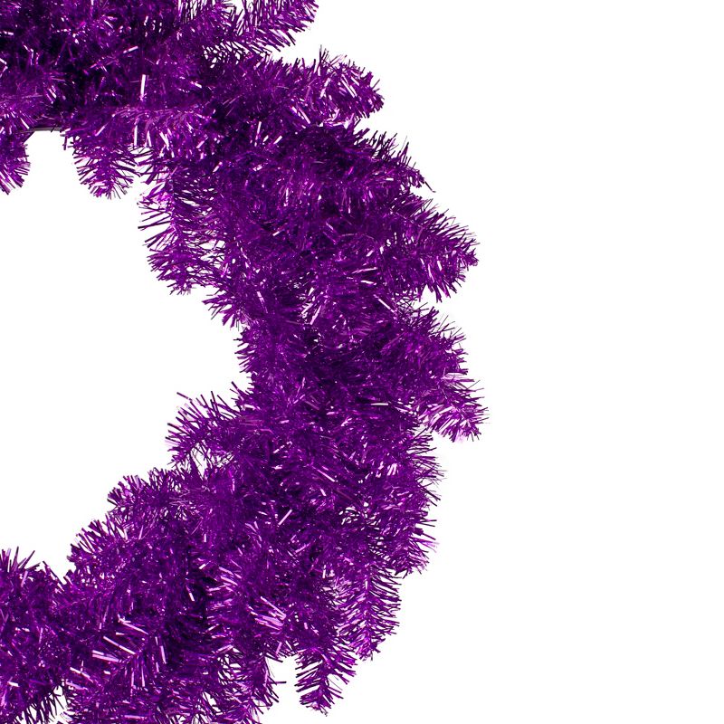 Northlight 24" Metallic Purple Artificial Double Tinsel Christmas Wreath - Unlit, 3 of 4