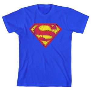 Superman Stitch-Style S Logo Youth Royal Blue Graphic Tee - 1 of 2
