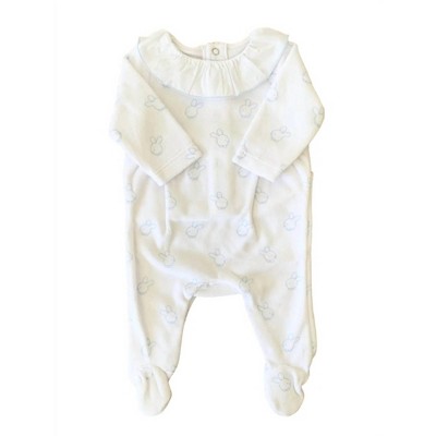 Boy's Kids' Bunny Printed Velour Footies - Petit Confection