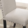 Roundhill Furniture Biony Fabric Bar Stools with Nailhead Trim, Tan, Set of 2 - 3 of 4