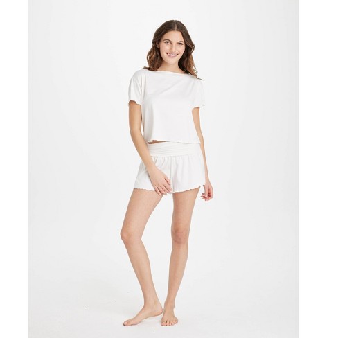 Women's Short Sleeve Top and Shorts Pajama Set - Colsie™ White L