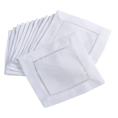 12pk 6"x6" Rochester Dinner Napkin White - Saro Lifestyle