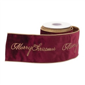 Embroidered Merry Christmas Wired Ribbon 4" x 5 Yds. - 1 of 3