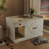 ModernLuxe Farmhouse Cat Litter Box Enclosure with Mat, Hidden Litter Box, Cat House Side Table with Storage Drawer, White (Medium for 26-40 lbs) - 2 of 4