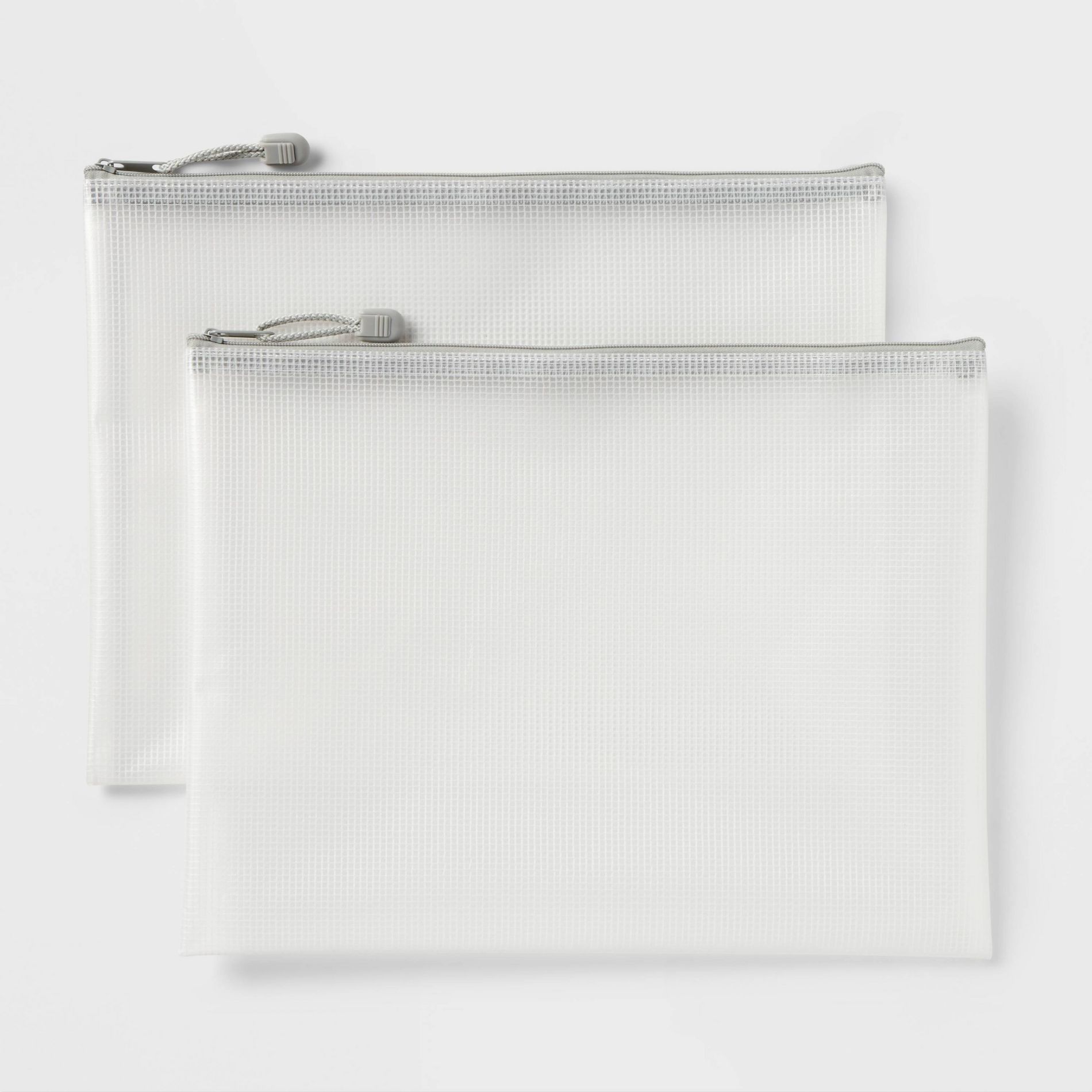 Paper Size Zip Pouches Water-Resistant and Gray Zipper 2pk – up&up™