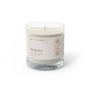 9oz Meditation Candle - Satya + Sage: Aromatic Soy Wax Blend with Amber, Sandalwood, Eco-Friendly Glass Jar - 1 of 3