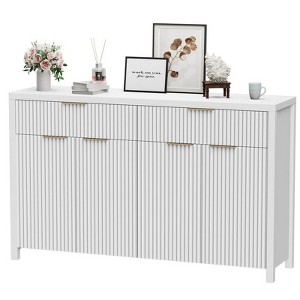 Gikpal 55’’ Modern Fluted Sideboard Cabinet, Entryway Table, Wooden Dresser for Bedroom with 2 Drawers & 2 Adjustable Shelves, Dining Room, Kitchen - 1 of 4