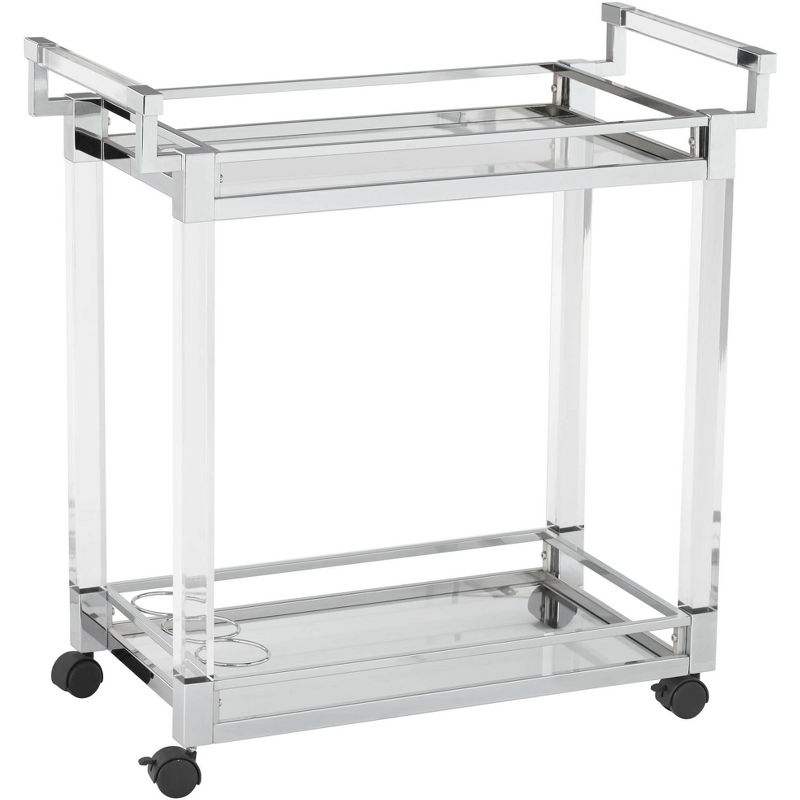 Studio 55D Rossi 32 3/4" Wide Clear Acrylic and Chrome Rolling Serving Bar Cart, 1 of 9