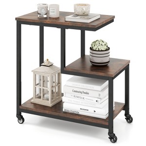 Tangkula G-shaped Side Table 7-Tier Mobile End Table with Open Shelves Small Sofa Couch Side Table - 1 of 4