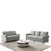 Linen Fabric 2+3 Seat Sofa Set with Storage, Round Arm, Brown Solid Wood Legs - 3 of 4