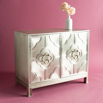 Antonella 42'' Silver Metal Chest with Quatrefoil Hardware