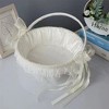 Attop Elegant White Lace Flower Girl Basket with Pearl Handle for Wedding Ceremony Decorations and Party Supplies - 3 of 4