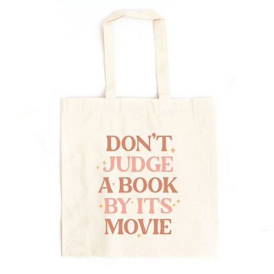 City Creek Prints Don't Judge A Book By It's Movie Canvas Tote Bag - 15x16 - Natural