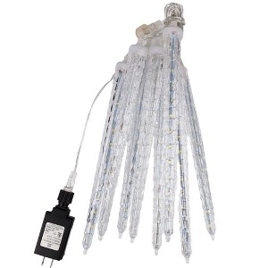 Itopfox 10 Piece 11 Inch Outdoor Meteor Shower Icicle Lights 240 LED Connectable Crystal White Waterproof Christmas Tree Decor - 1 of 4