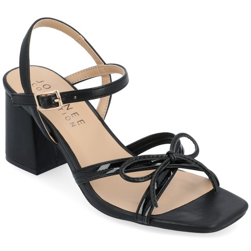 Journee Collection Womens Issmia Two Tone Covered Block Heel Multi Strap  Sandals, Black 8 : Target