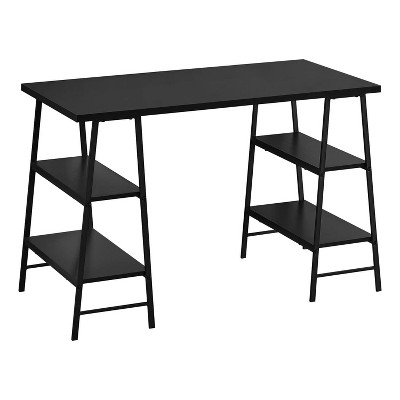Monarch Specialties Computer Desk Home Office Laptop Storage Shelves 48InchL Work Metal Laminate Black Contemporary Modern