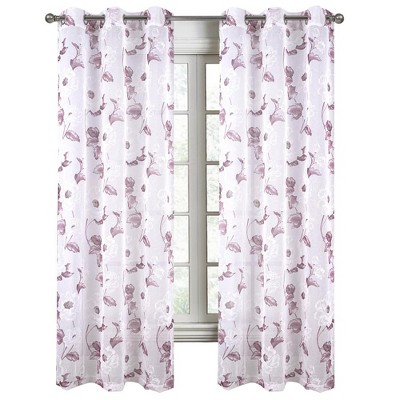 RT Designers Collection Jillian Rubber Doily Grommet Light Filtering Window Curtains for Bedroom 54" x 95"