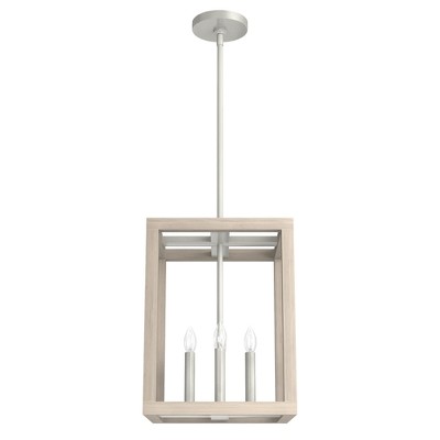 4-Light Squire Manor Bleached Wood Pendant Ceiling Light Fixture Brushed Nickel - Hunter Fan