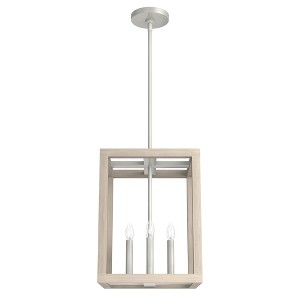 4-Light Squire Manor Bleached Wood Pendant Ceiling Light Fixture Brushed Nickel - Hunter Fan - 1 of 4