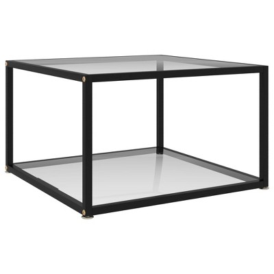 vidaXL Coffee Table Transparent, Black Tempered Glass, Powder-Coated Steel