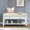 COWLOWN Wooden Shoe Rack Bench with Cushion & Drawers, Multipurpose Entryway Storage - 3 of 4