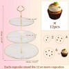 Unique Bargains 3 Tier Dessert Cup Cake Holder Tower with Tiered Tray for Donut Fruits Clear Gold Tone - 2 of 4