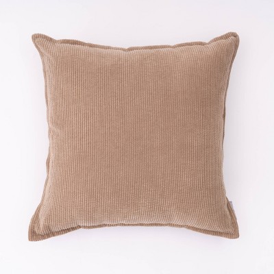 Dillwyn Beige Cotton Throw Pillow - 18L x 18W Square