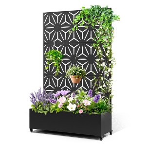 TOAOTBNBO Metal Raised Garden Bed with Star Pattern, Outdoor Planter Box with Wheels, Modern Privacy Screen for Garden and Patio - 1 of 4