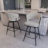 28 Inch Bar Stool Linen Woven Bar Stools Set of 4, Black Legs Bar Stools Non Adjustable Kitchen Island Chair - 4 of 4