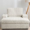TIRAMISUBEST Reclining Chaise Lounge 42" Oversized Chaise Lounge, Faux Rabbit Fur Storage Ottoman with Cup Holder /Green/Brown/Gray/Beige - 4 of 4