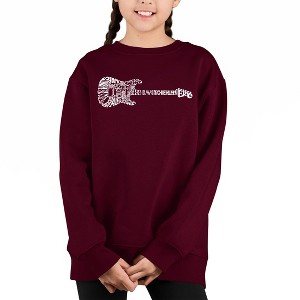 LA Pop Art Rock Guitar - Girl's Word Art Crewneck Sweatshirt - 1 of 3