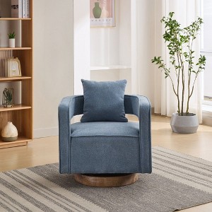 CAVINAS 29.1" Swivel Accent Chair with Weathered Base,360° Rotating Open Back Club Chair,Arm Chair for Living Room,Nursery - 1 of 4