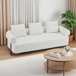 78" Upholstered 3-Seater Sofa with 3 Plush Pillows - 1 of 4